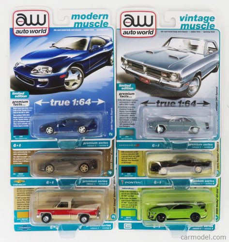 Autoworld - Chevrolet Set Assortment 6 Vintage Muscle Cars Pieces Various