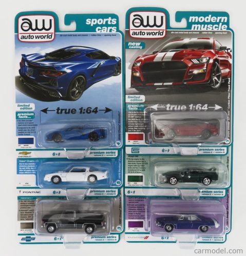 Autoworld - Pontiac Set Assortment 6 Vintage Muscle Cars Pieces Various