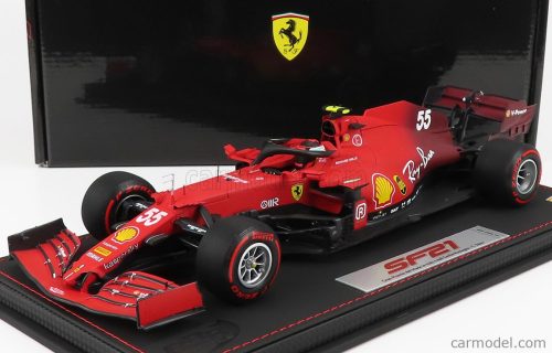 Bbr-Models - Ferrari F1 Sf21 Team Scuderia Ferrari Mission Winnow N 55 5Th Emilia Romagna Italy Gp - Soft Red Tires 2021 Carlos Sainz Jr. - Con Vetrina - With Showcase Red