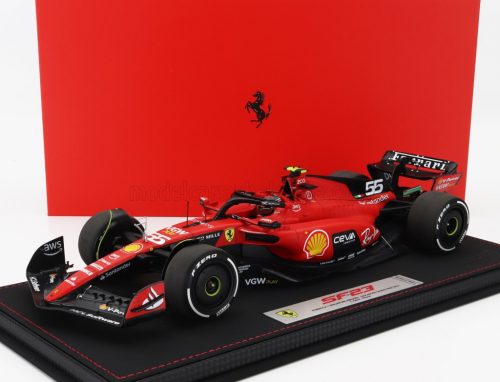 Bbr-Models - FERRARI F1  SF-23 TEAM SCUDERIA FERRARI N 55 WINNER SINGAPORE GP 2023 CARLOS SAINZ - CON VETRINA - WITH SHOWCASE RED BLACK