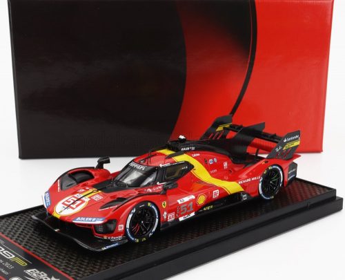 Bbr-Models - FERRARI 499P 3.0L TURBO V6 TEAM FERRARI AF CORSE N 51 WINNER 24h LE MANS 2023 ALESSANDRO PIER GUIDI - JAMES CALADO - ANTONIO GIOVINAZZI RED YELLOW BLACK