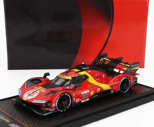 Bbr-Models - FERRARI 499P 3.0L TURBO V6 TEAM FERRARI AF CORSE N 50 5th 24h LE MANS (POLE POSITION) 2023 ANTONIO FUOCO - MIGUEL MOLINA - NICKLAS NIELSEN RED