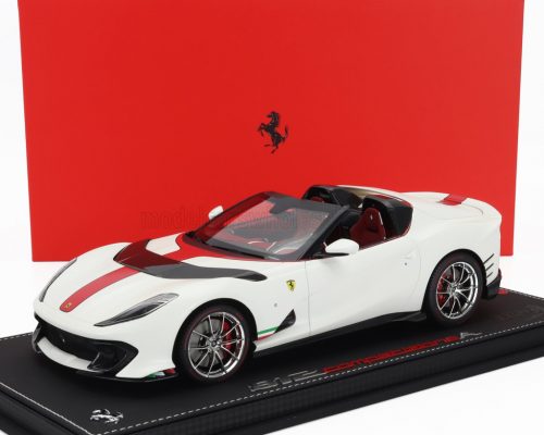 Bbr-Models - FERRARI 812 COMPETIZIONE A SPIDER 2022 - CON VETRINA - WITH SHOWCASE BIANCO ITALIA - MATT WHITE RED