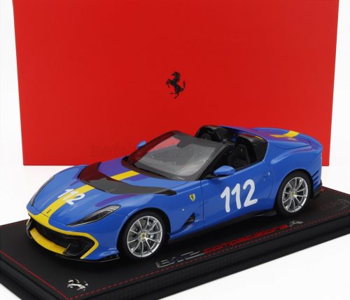 Bbr-Models - FERRARI 812 COMPETIZIONE A SPIDER N 112 2022 - CON VETRINA - WITH SHOWCASE FRENCH RACING BLU - BLUE YELLOW