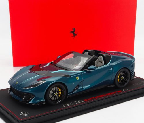 Bbr-Models - FERRARI 812 COMPETIZIONE A SPIDER 2022 - CON VETRINA - WITH SHOWCASE BLU CAPRI - BLUE GREEN MET