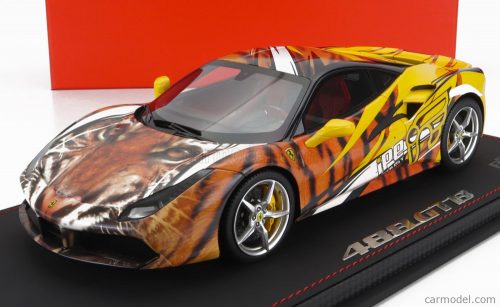 Bbr-Models - Ferrari 458 Gtb Ipe Tiger 2021 - Con Vetrina - With Showcase Yellow Orange Black