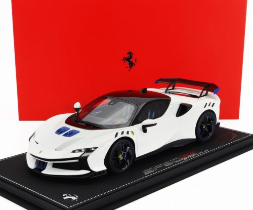 Bbr-Models - FERRARI SF90 XX STRADALE 2024 - CON VETRINA - WITH SHOWCASE BIANCO CERVINO - WHITE BLUE BLACK