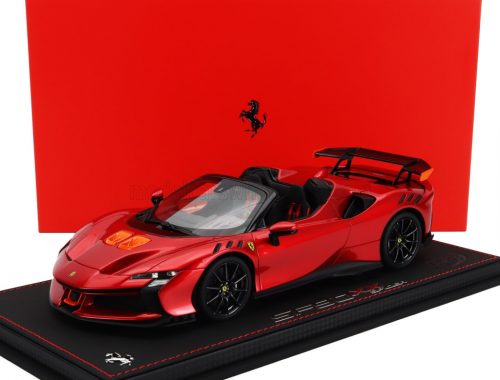 Bbr-Models - FERRARI SF90 XX STRADALE SPIDER 2024 - CON VETRINA - WITH SHOWCASE ROSSO FUOCO - RED MET YELLOW