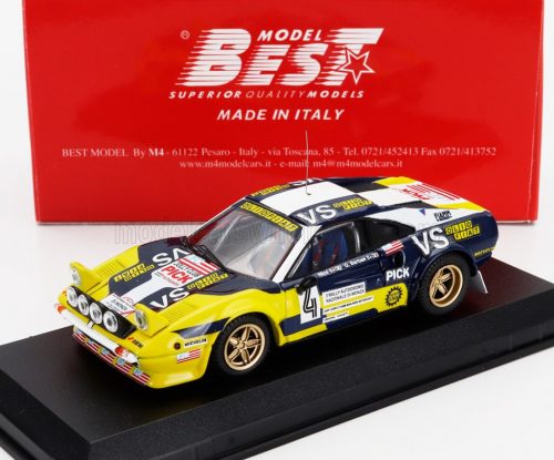 Best-Model - FERRARI 308 GTB Gr.4 TEAM JOLLY CLUB (night version) N 4 2nd RALLY MONZA 1980 NICO - GIORGIO BARBAN YELLOW BLUE