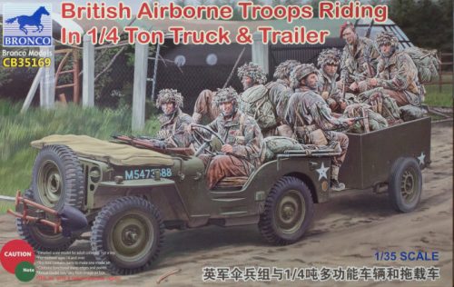 British Airborne Troops Riding In 1/4Ton Truck & Trailer