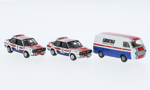 Brekina - Set Fiat 131 Abarth und Fiat 238 Kasten  1974  Fiat France Service Course  1:87