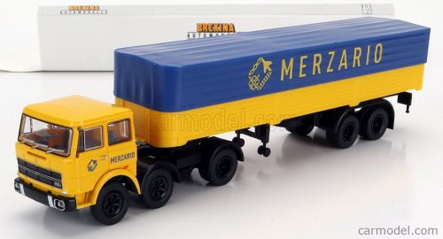 Brekina Plast - Fiat 691 T Truck Telonato Merzario Transports 1970 Yellow Blue