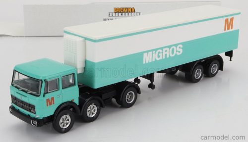 Brekina Plast - Fiat 691 T Truck Cassonato Migros Transports 1970 Light Blue White