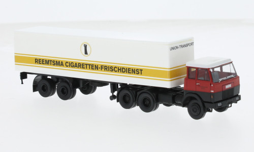 Brekina - Hanomag Henschel F 221 S Koffer-SZ, 1969, Union Transport - Reemtsma, 1:87