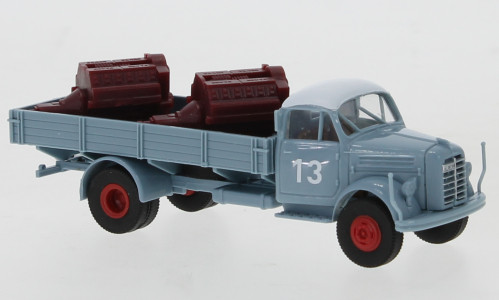 Brekina - Borgward B 4500 Pritsche mit Ladegut, 1951, blaugraue Spedition, 1:87