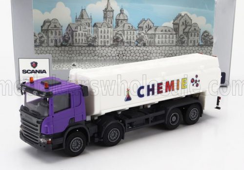 Brekina - SCANIA P124.860 TANKER TRUCK CHEMIE 3-ASSI 1988 WHITE PURPLE