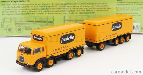 Brekina Plast - Fiat 690 Truck Millepiedi 4-Assi Fredella La Pasta Di Foggia 1961 Yellow Black