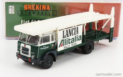 Brekina Plast - Fiat 640 Truck Car Transporter Team Lancia Rally Alitalia 1949 Green White