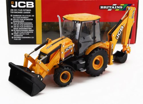 Britains - JCB 3CX PLUS RUSPA GOMMATA - TRACTOR SCRAPER YELLOW BLACK