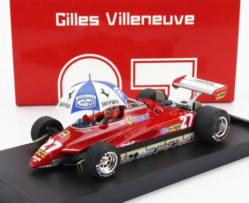 Brumm - FERRARI F1  126C2 N 27 BRAZILIAN GP 1982 GILLES VILLENEUVE - WITH DRIVER FIGURE AND UMBRELLA RED