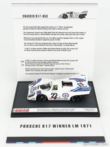 Brumm Prom - Porsche 917K Team Martini Racing N 22 Winner 24H Le Mans 1971 H.Marko - G.Van Lennep White Blue Red