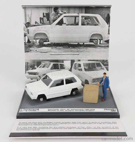 Brumm - Fiat Panda Zero 40Th Anniversario 1980-2020 - With Figure Designer Giorgetto Giugiaro White