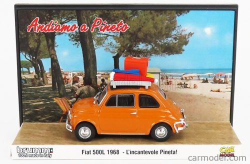 Brumm Prom - Fiat 500L 1968 - Tutti Al Mare - L'Incantevole Pineta - Andiamo A Pineto - Exclusive Carmodel Giallo Positano - Yellow