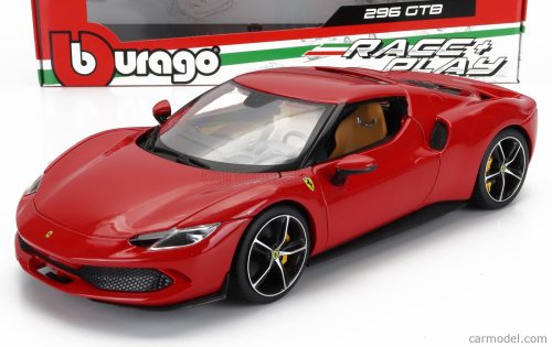 Burago - Ferrari 296 Gtb Hybrid 830Hp V6 2021 - Exclusive Carmodel Rosso Corsa - Red