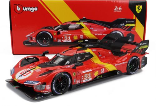 Burago - FERRARI 499P 3.0L TURBO V6 TEAM FERRARI AF CORSE N 51 WINNER 24h LE MANS 2023 ALESSANDRO PIER GUIDI - JAMES CALADO - ANTONIO GIOVINAZZI RED