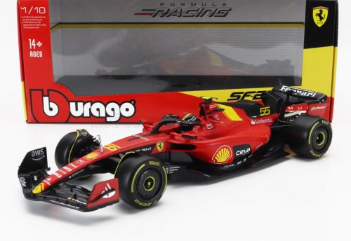 Burago - FERRARI F1  SF-23 TEAM SCUDERIA FERRARI N 55 POLE POSITION 3rd MONZA ITALY GP 2023 CARLOS SAINZ RED BLACK YELLOW