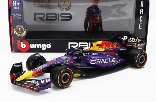 Burago - RED BULL F1  RB19 TEAM ORACLE RED BULL RACING N 1 WORLD CHAMPION WINNER LAS VEGAS USA GP 2023 MAX VERSTAPPEN PURPLE YELLOW RED