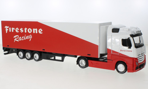 Burago - Mercedes Actros Gigaspace, rot/weiss, Firestone Racing, 1:43