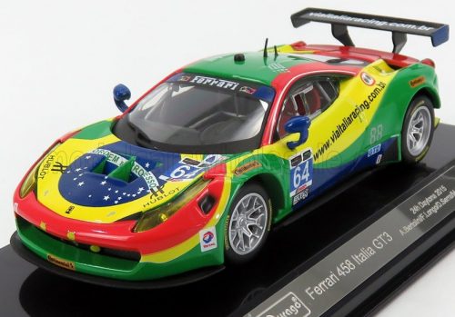 Burago - FERRARI 458 ITALIA GT3 4.5L V8 TEAM SCUDERIA CORSA N 64 24h DAYTONA 2015 A.BERTOLINI - F.LONGO - D.SERRA - M.GOMES RED GREEN BLUE YELLOW