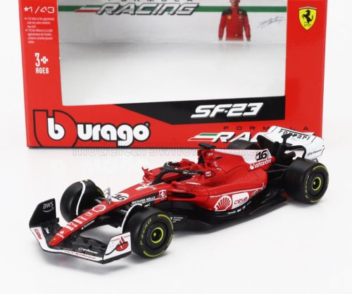 Burago - FERRARI F1  SF-23 TEAM SCUDERIA FERRARI N 16 2nd LAS VEGAS USA GP 2023 CHARLES LECLERC RED WHITE BLACK