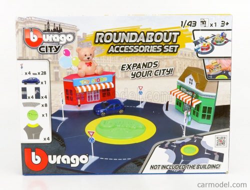 Burago - Accessories Diorama - Set Build City Roundabout - With Seat Ibiza 2008 Blue