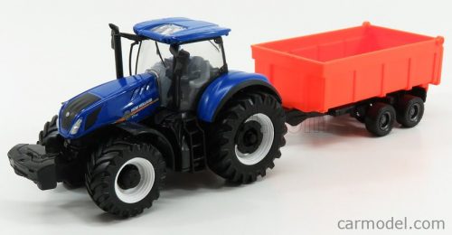 Burago - New Holland T7.315 Tractor + Tipping Trailer Blue Red