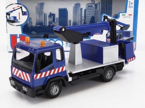 Burago - MAN TRUCK GRU CRANE ELEVATOR CON PIATTAFORMA CESTELLO 2-ASSI 2010 BLUE SILVER