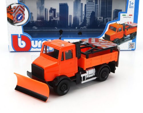 Burago - TRUCK ROAD SECURITY SPAZZANEVE SNOWPLOUGH AND SIGNAL BOARD 2-ASSI 2010 ORANGE