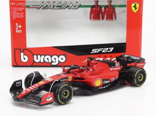 Burago - FERRARI F1  SF-23 TEAM SCUDERIA FERRARI N 16 SEASON 2023 CHARLES LECLERC RED BLACK