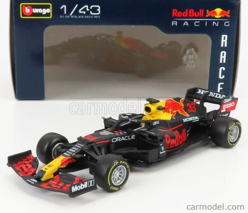 Burago - Red Bull F1 Rb16B Honda Ra620H Team Aston Martin N 33 Season 2021 Max Verstappen Matt Blue Yellow Red