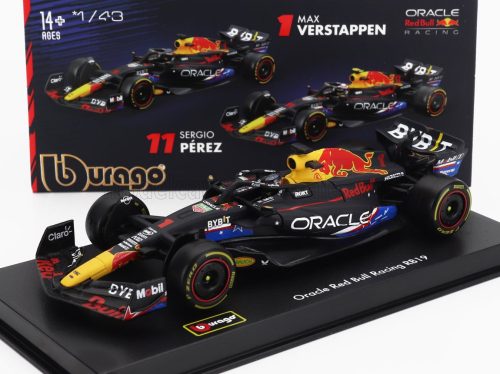 Burago - RED BULL F1  RB19 TEAM ORACLE RED BULL RACING N 1 WORLD CHAMPION WINNER AUSTIN USA GP 2023 MAX VERSTAPPEN - WITH PILOT AND SHOWCASE MATT BLUE