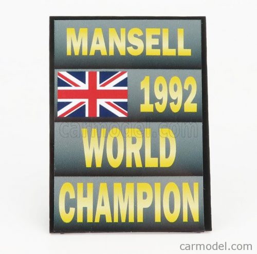 Cartrix - Accessories F1 World Champion Plate Pit Board - Williams Fw14B Renault N 5 Season 1992 Nigel Mansell Grey Black Yellow