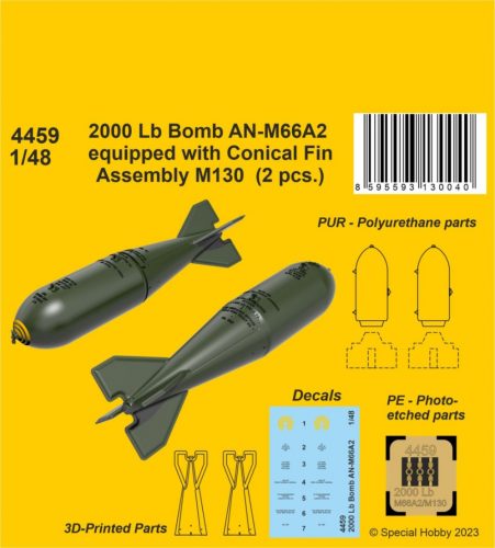 CMK - 1/48 2000 Lb Bomb AN-M66A2 equipped with Conical Fin Assembly M130  (2 pcs.)