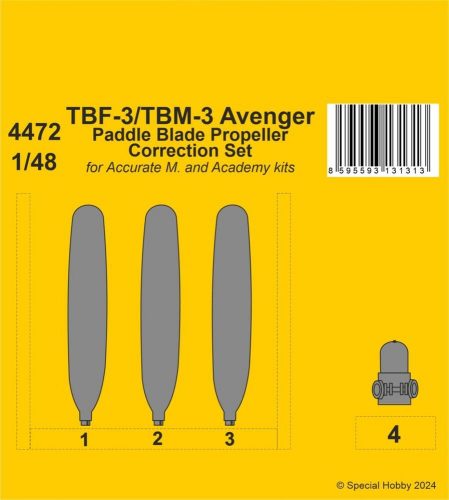 CMK - TBF-3/TBM-3 Avenger Paddle Blade Propeller Correction Set 1/48 for Accurate/Academy kits