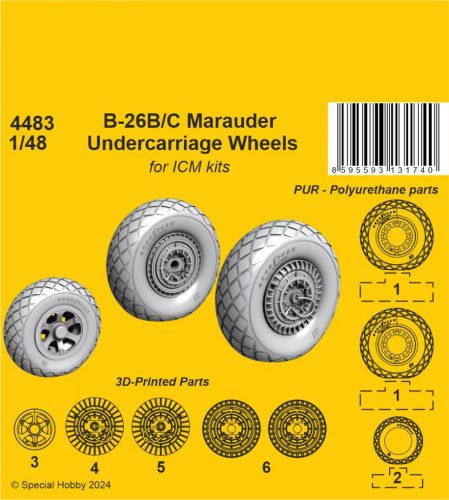 CMK - 1/48 B-26B/C Marauder Undercarriage Wheels / for ICM kit