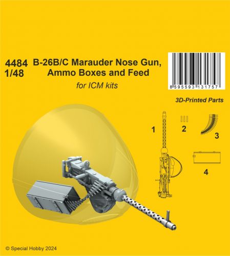 CMK - 1/48 B-26B/C Marauder Nose Gun, Ammo Boxes and Feed / for ICM kit