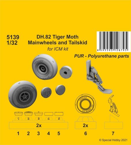 CMK - DH.82 Tiger Moth Mainwheels and Tailskid (ICM kit)