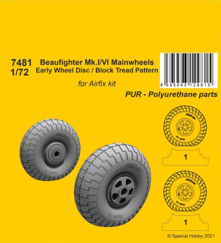 CMK - 1/72 Beaufighter Mk.I/VI Mainwheels - Early Wheel Disk / Block Tread Pattern