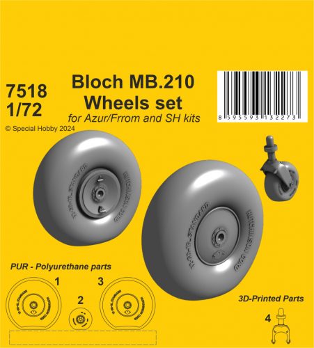 CMK - 1/72 Bloch MB.210 Mainwheels and Tailwheel w/Leg