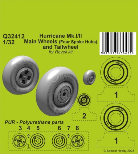 CMK - 1/32 Hurricane Mk.I/II Main Wheels (Four Spoke Hubs) and Tailwheel